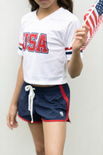 Load image into Gallery viewer, NAVY RED TRACK SHORTS